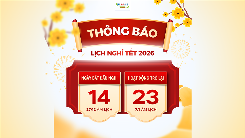 THÔNG BÁO LỊCH NGHỈ TẾT NGUYÊN ĐÁN BÍNH NGỌ 2026