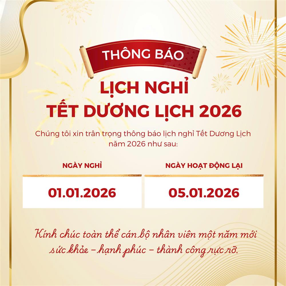 THÔNG BÁO - Nghỉ Tết Dương lịch năm 2026